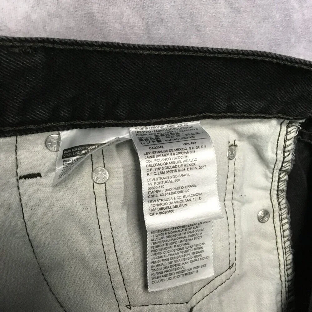 Levis Mens 550 Relaxed Fit Black Jeans size 38x34 Cotton Denim Pant Copper Rivet